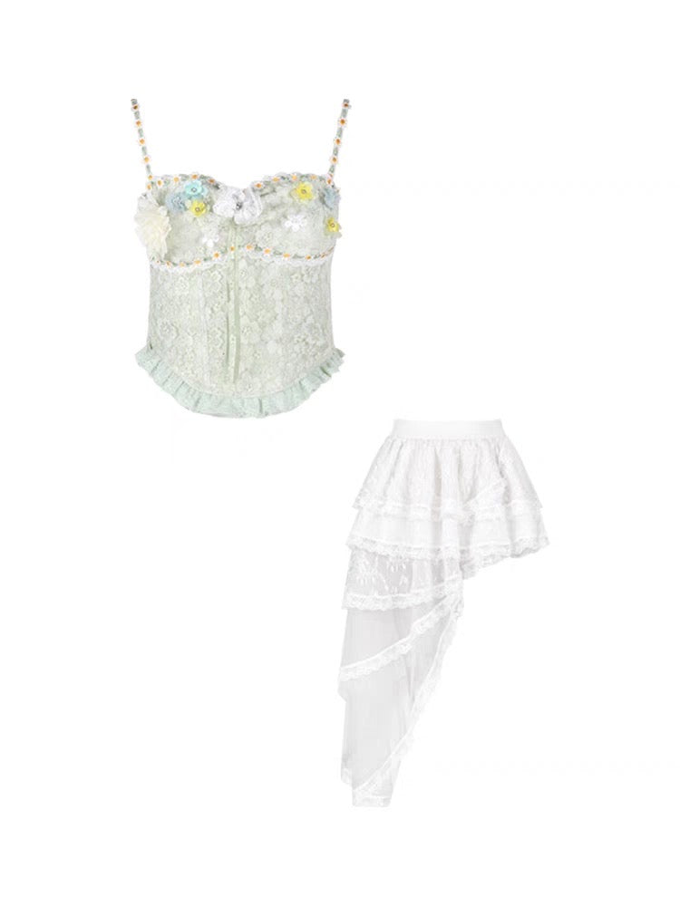 Alexi Lace High Low Coquette Skirt