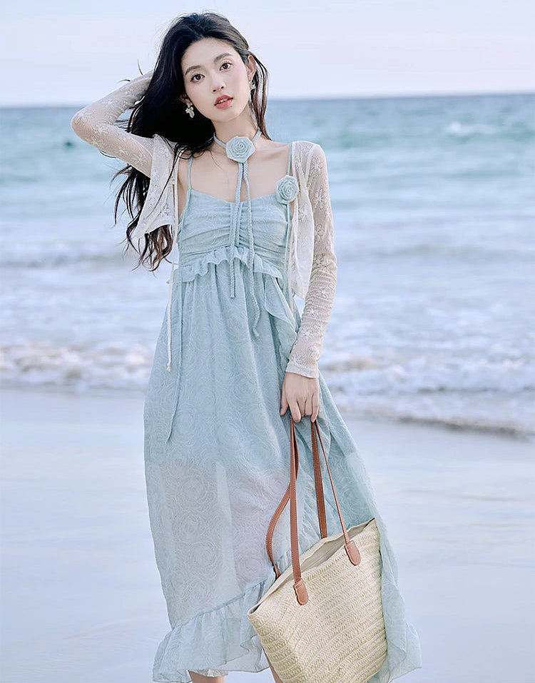 Aurora Mirage Blue Ethereal Essence Fairycore Dress