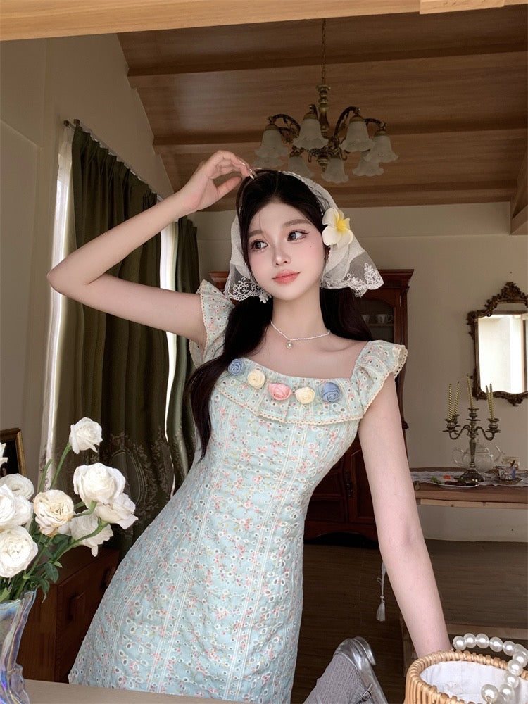 Lotus Rose Garden Fitted Cottagecore Dress