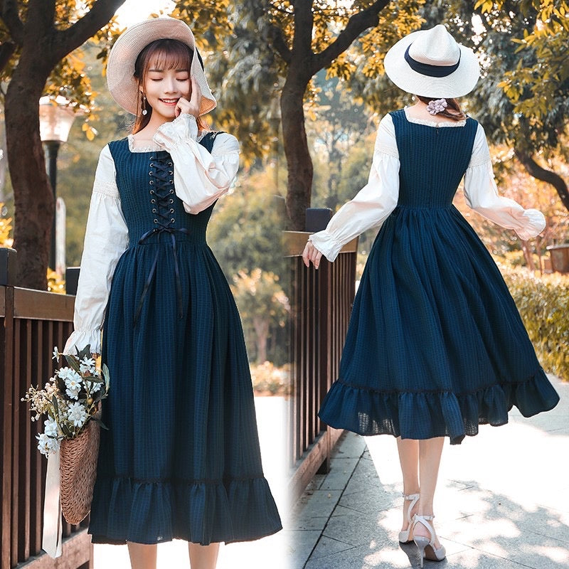 Rainstorm Roads Plaid Vintage-style Cotton Dress