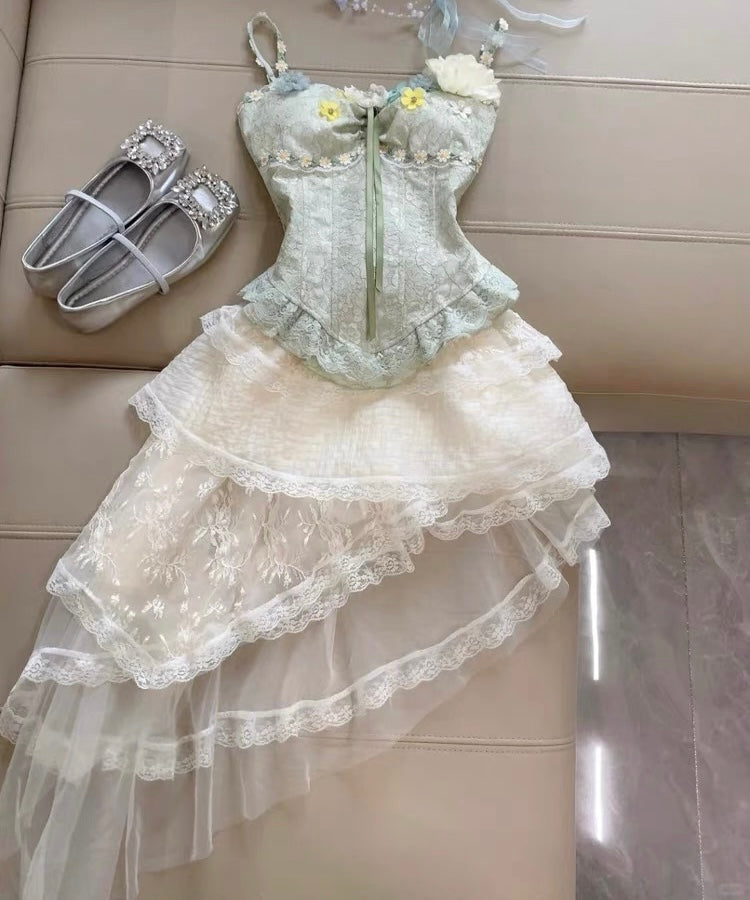 Alexi Lace High Low Coquette Skirt