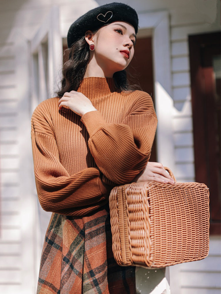 Shadows in the Air Dark Academia Plaid Wool Dress Set