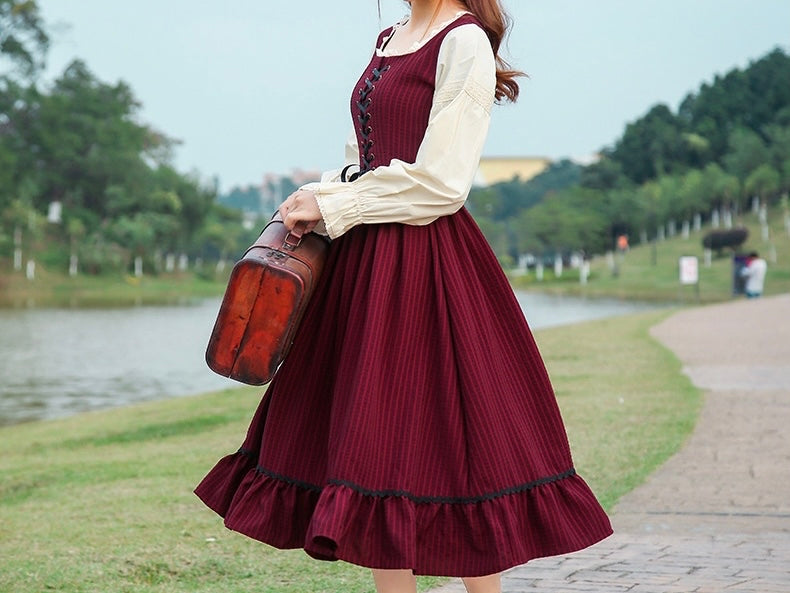 Rainstorm Roads Plaid Vintage-style Cotton Dress
