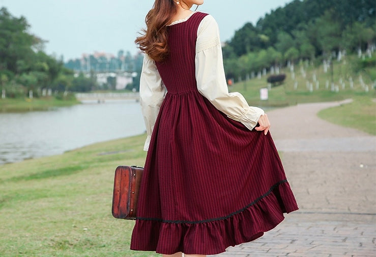Rainstorm Roads Plaid Vintage-style Cotton Dress