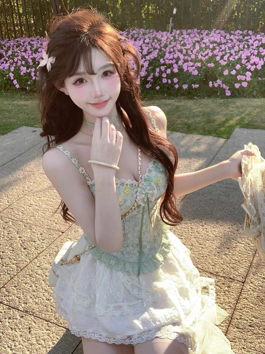 Alexi Lace High Low Coquette Skirt