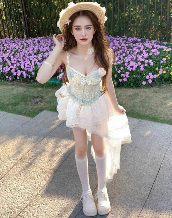 Alexi Lace High Low Coquette Skirt