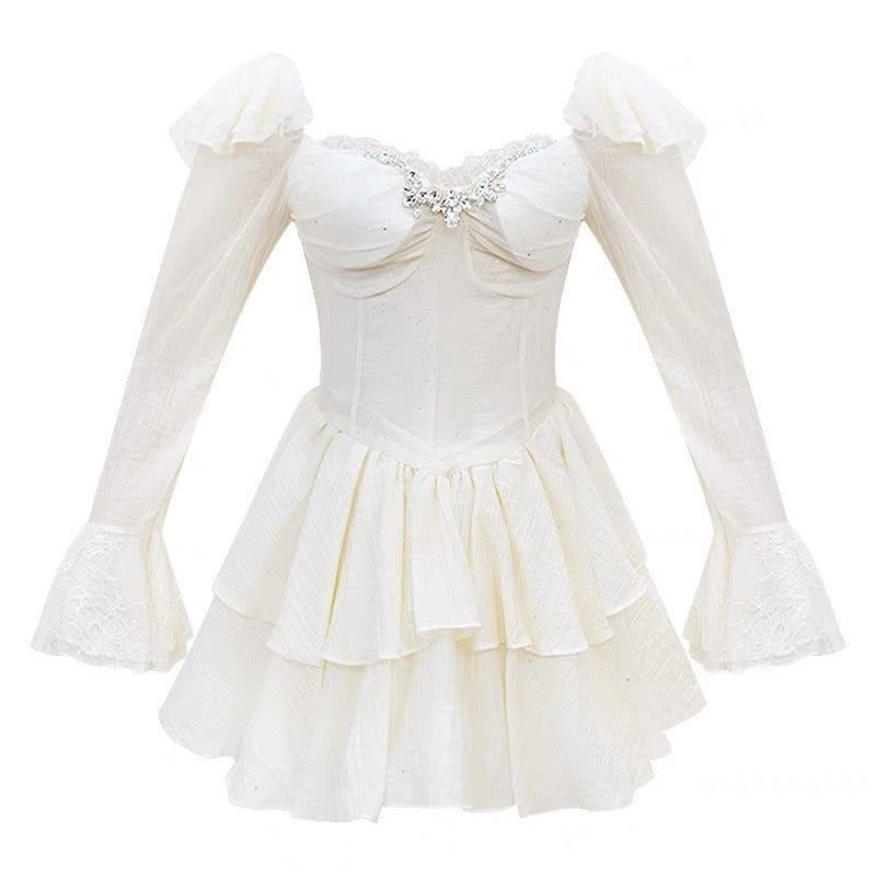 Dark Coquette Crystal Sparkle Mini Dress