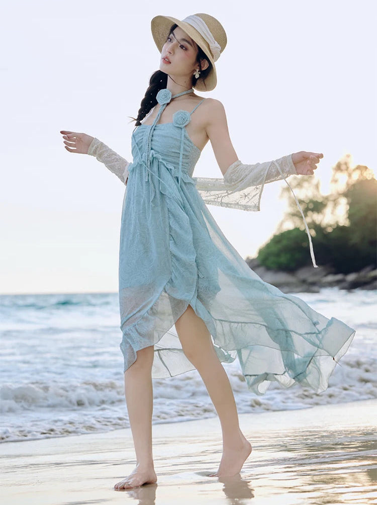 Aurora Mirage Blue Ethereal Essence Fairycore Dress