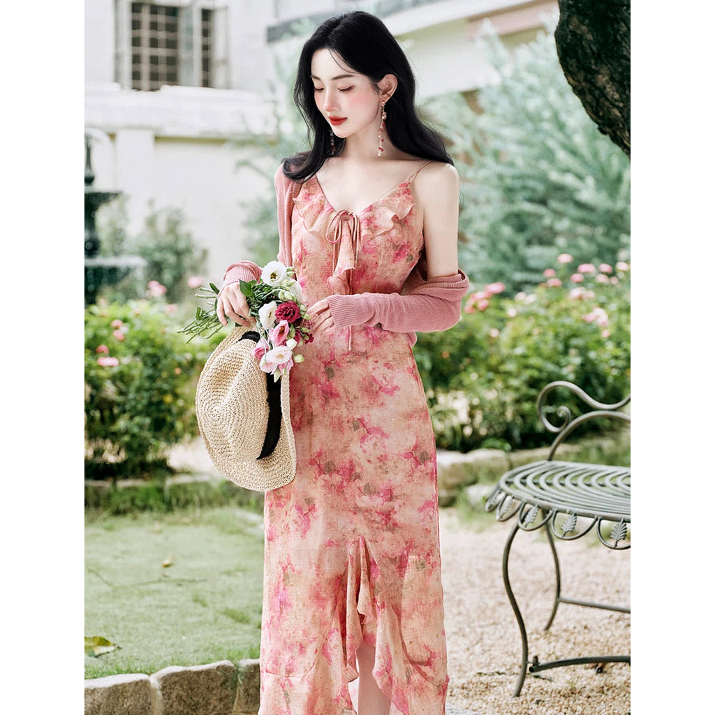 Cottage Kaki Floral Girl Dress