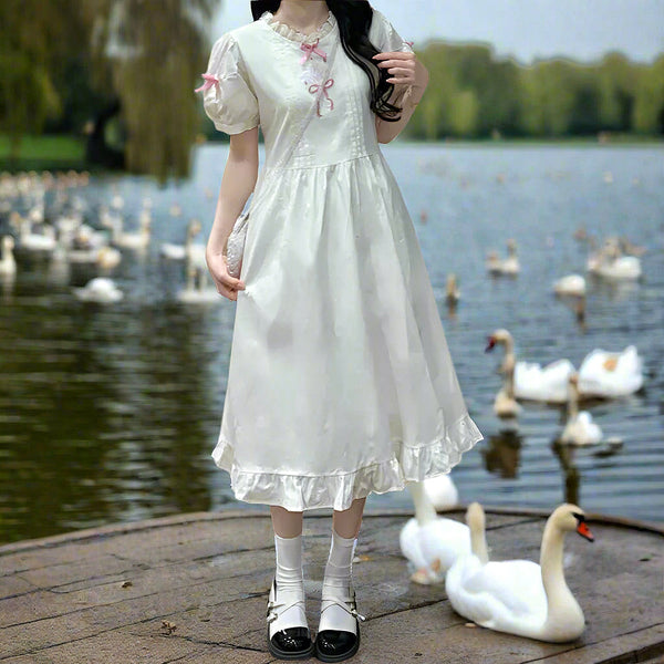 Bianca Flower Embroidered Dollcore Dress