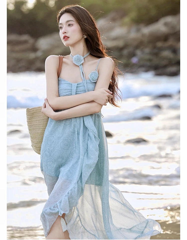 Aurora Mirage Blue Ethereal Essence Fairycore Dress