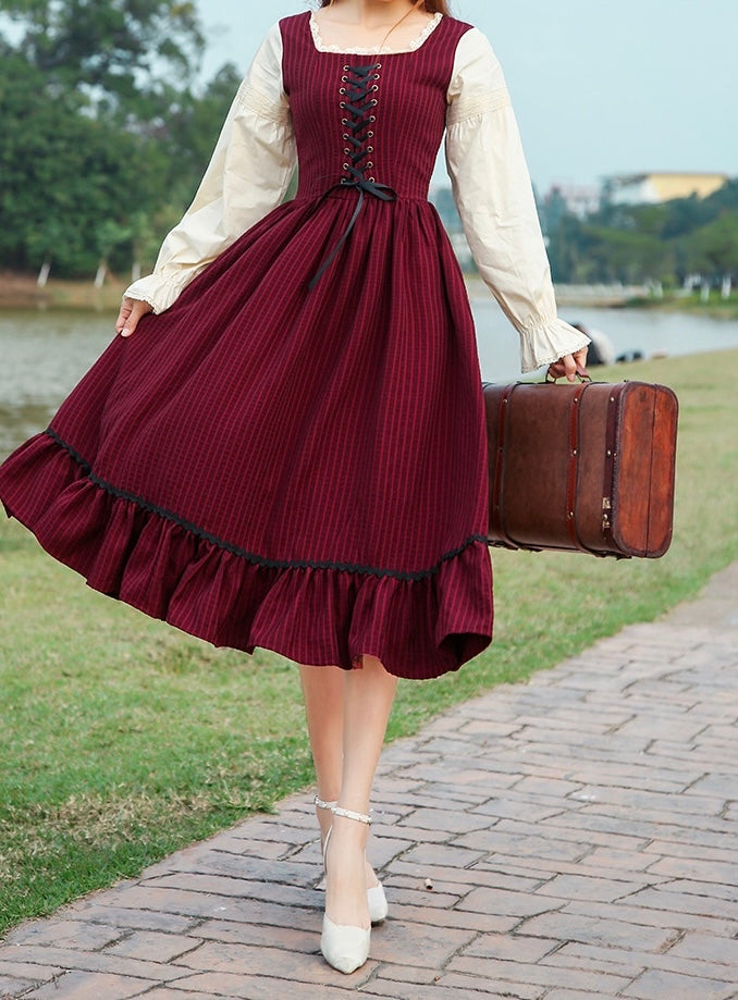 Rainstorm Roads Plaid Vintage-style Cotton Dress