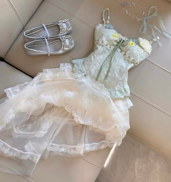 Alexi Lace High Low Coquette Skirt