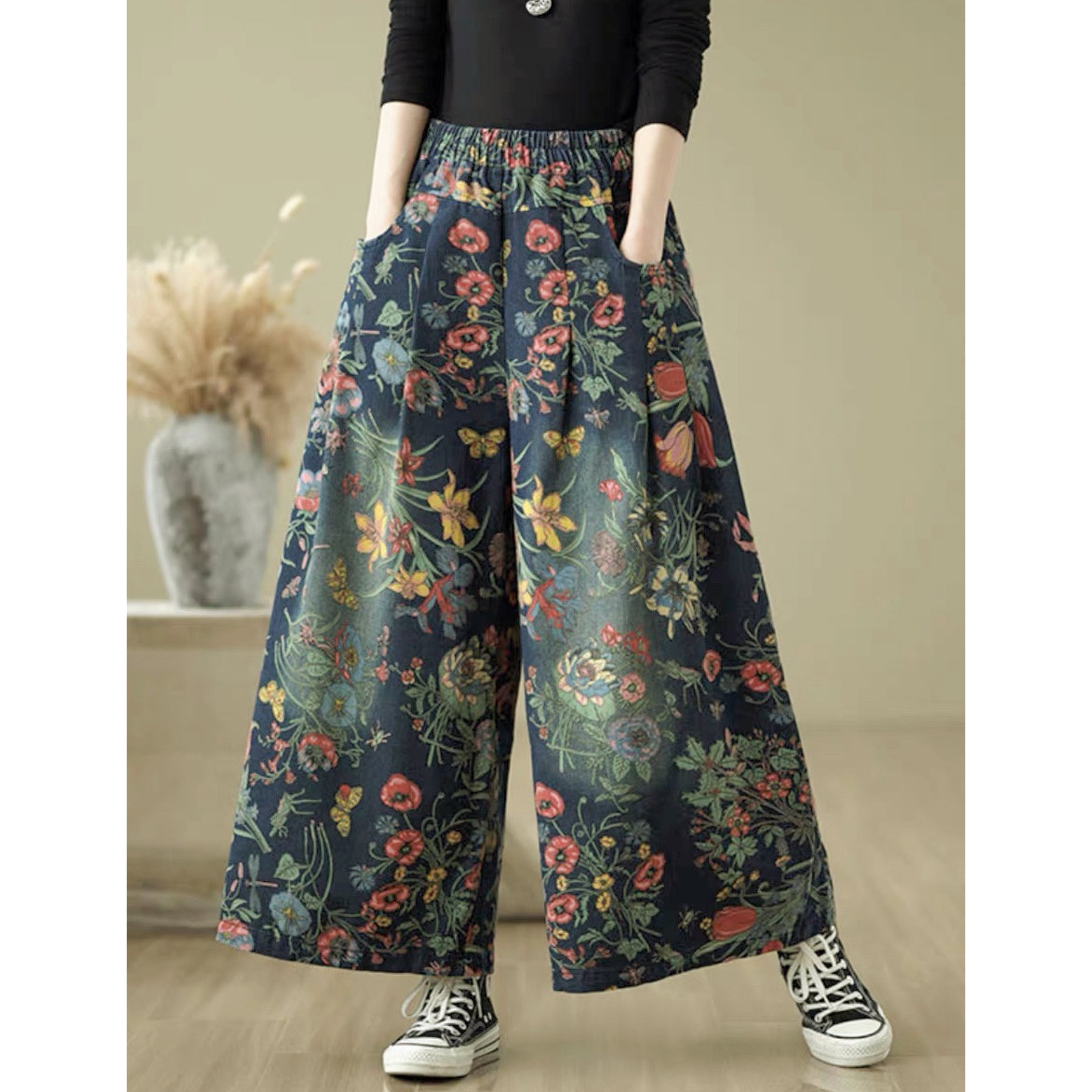Dark Cottagecore Culottes Pants