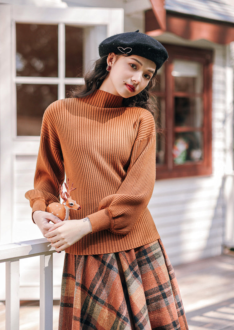 Shadows in the Air Dark Academia Plaid Wool Dress Set
