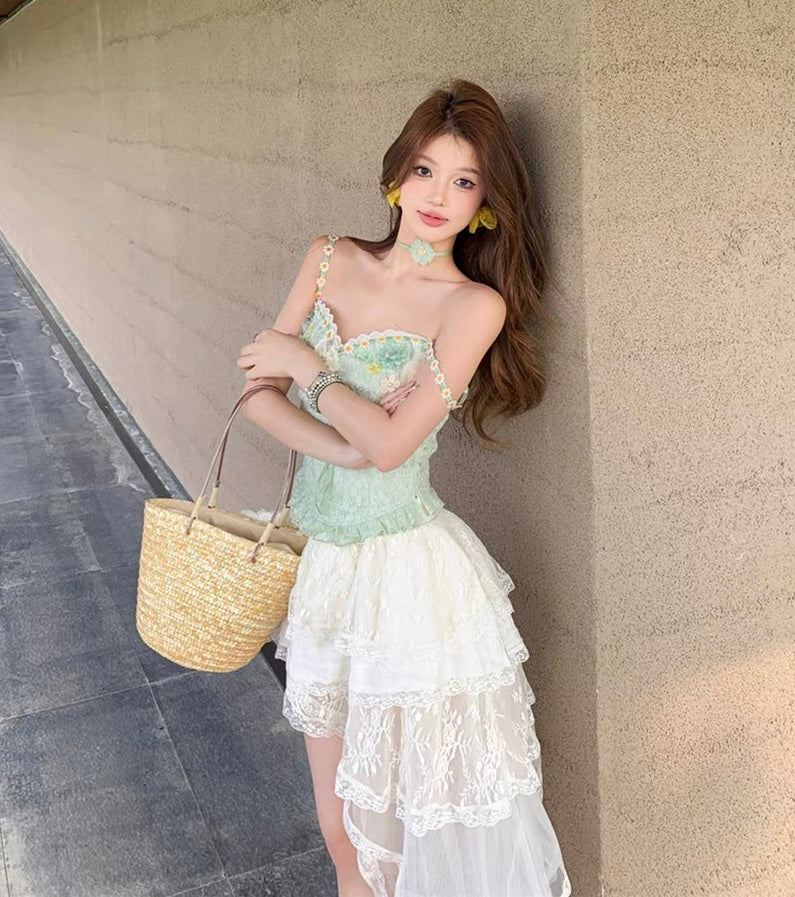 Alexi Lace High Low Coquette Skirt