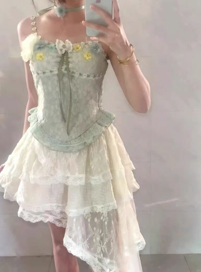 Alexi Lace High Low Coquette Skirt