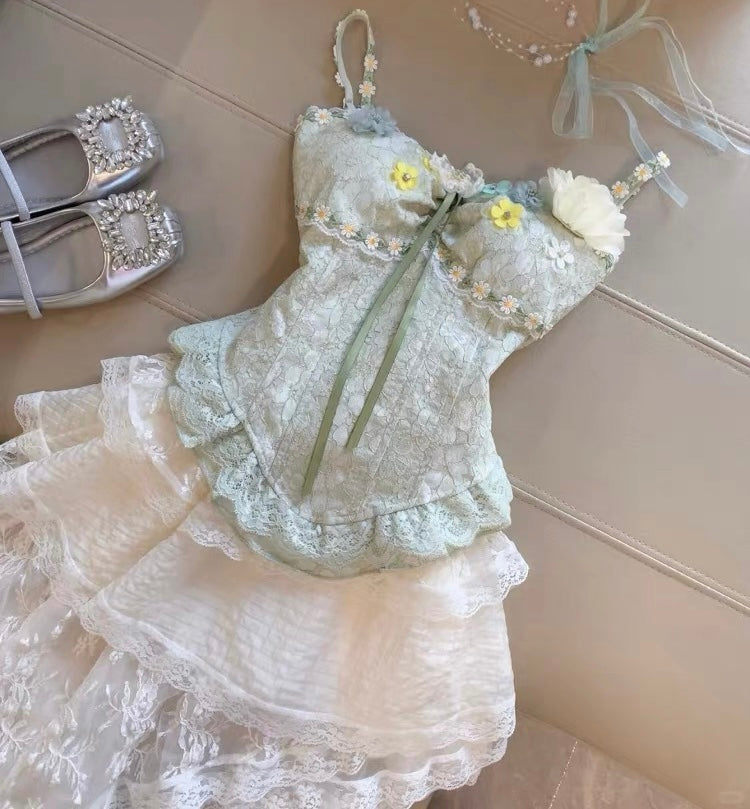 Alexi Lace High Low Coquette Skirt