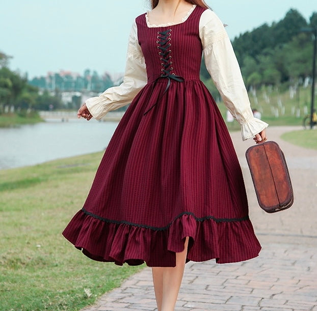 Rainstorm Roads Plaid Vintage-style Cotton Dress