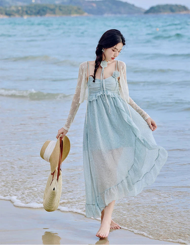 Aurora Mirage Blue Ethereal Essence Fairycore Dress