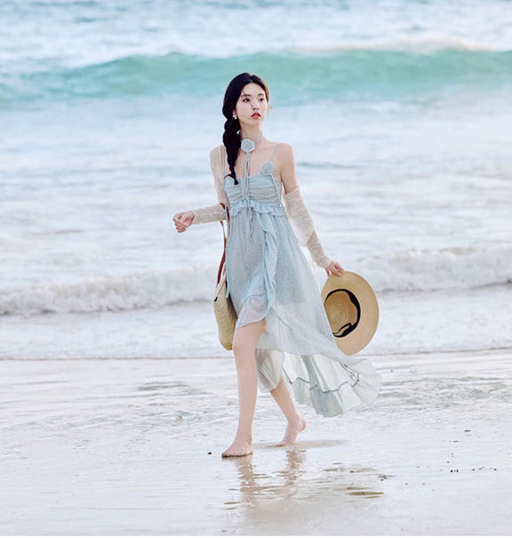 Aurora Mirage Blue Ethereal Essence Fairycore Dress