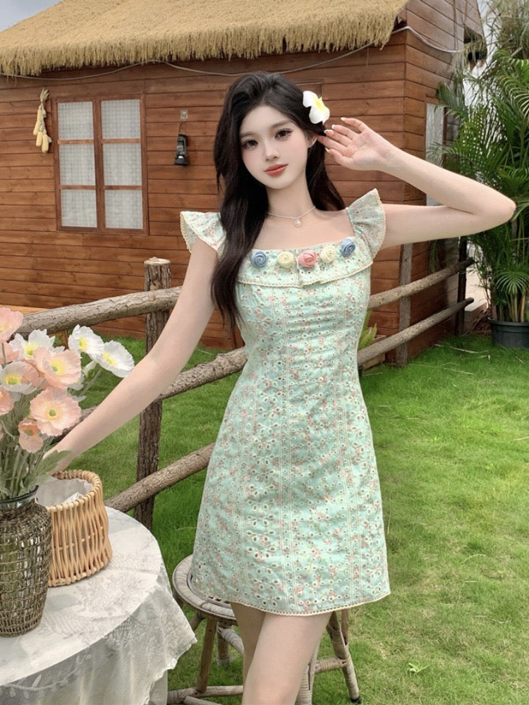 Lotus Rose Garden Fitted Cottagecore Dress