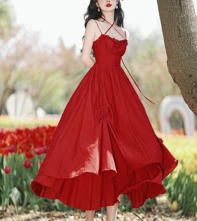 RoseRed Fairycore Princess Dress Vintage Romantic Cottagecore Dresses