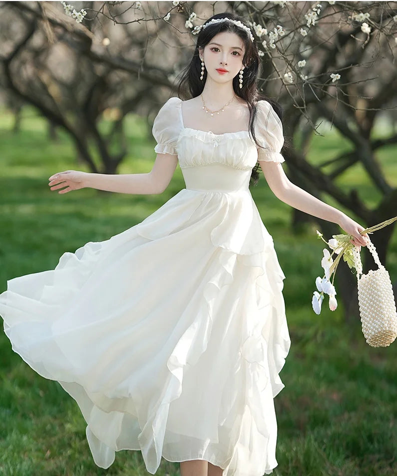 Sundew Romantic Princesscore Pearl Decorated Spring Fairy Dress
