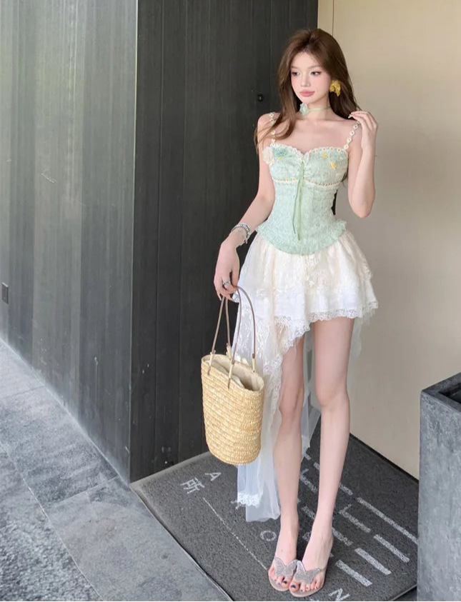 Alexi Lace High Low Coquette Skirt