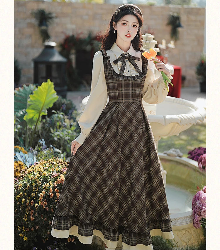 Pervinca Dark Academia Plaid Dress