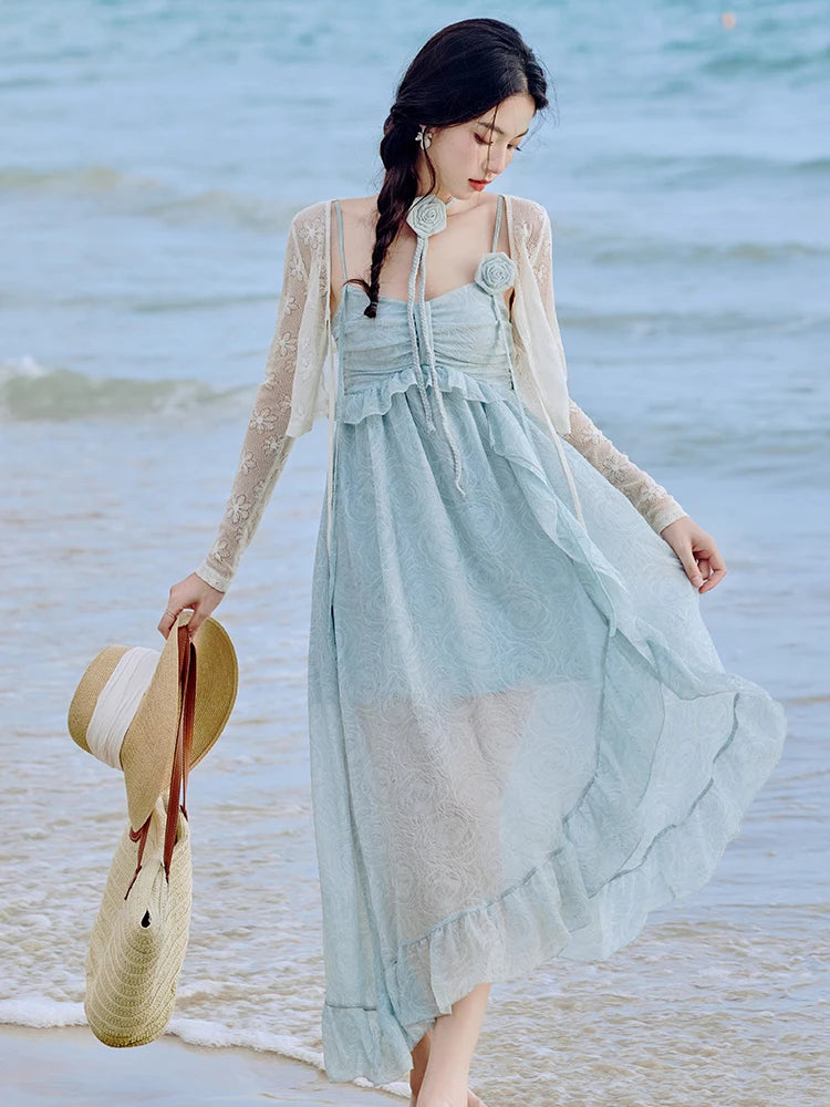 Aurora Mirage Blue Ethereal Essence Fairycore Dress