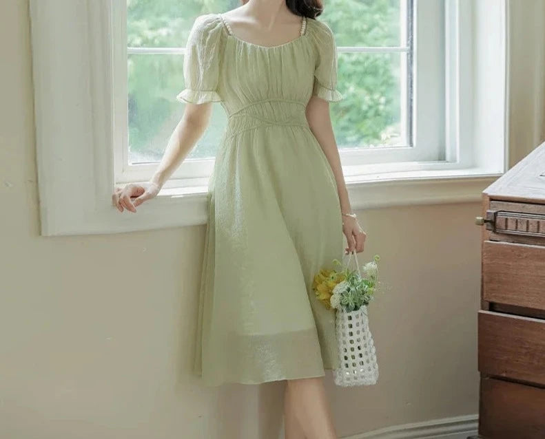 Apple Garden Ethereal Fairy Dress with Pearl Shoulder Straps