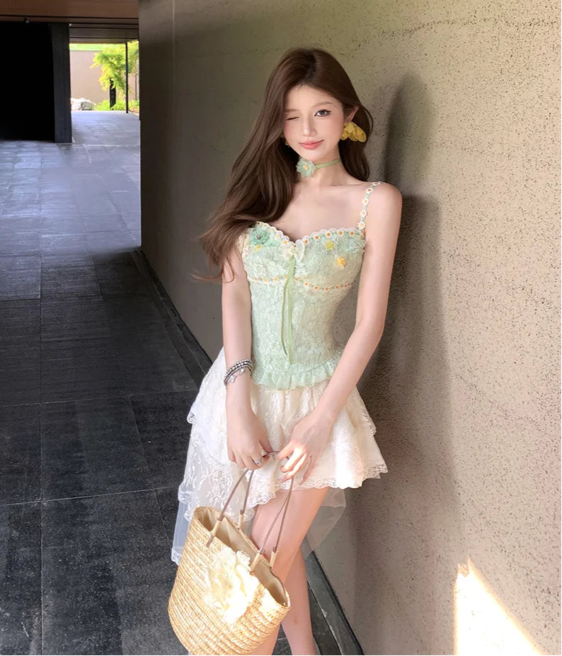 Alexi Lace High Low Coquette Skirt