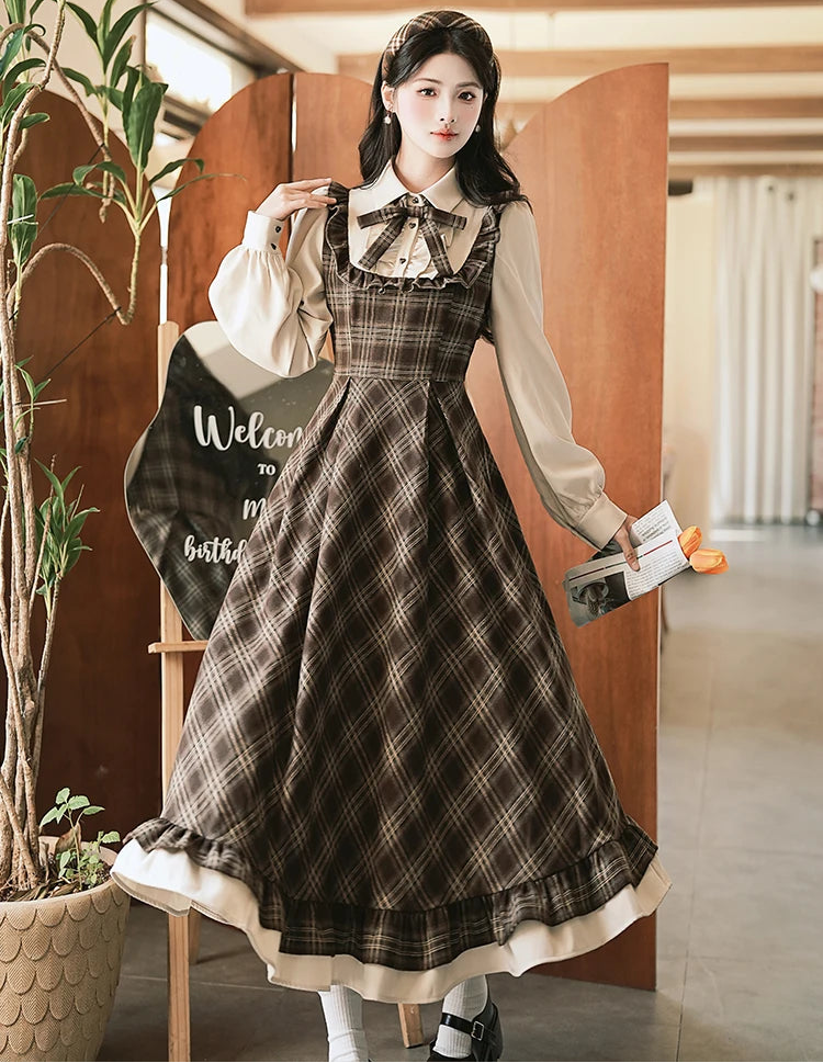 Pervinca Dark Academia Plaid Dress