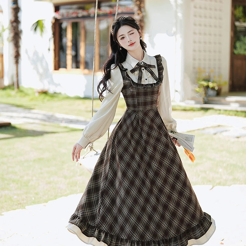 Pervinca Dark Academia Plaid Dress