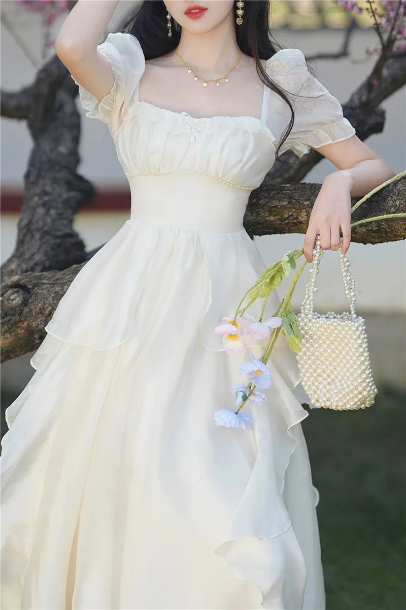 Sundew Romantic Princesscore Pearl Decorated Spring Fairy Dress