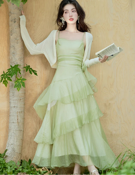 Meadow Muse Dainty Green Fairycore Dress