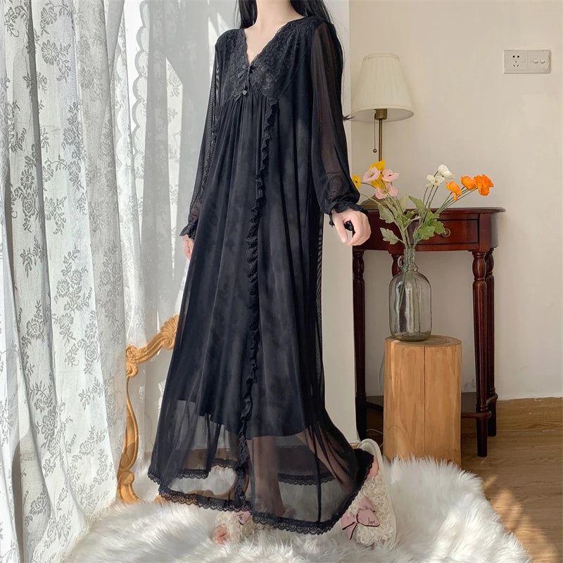 Night Blossom Dark Coquette Gothic Nightgown