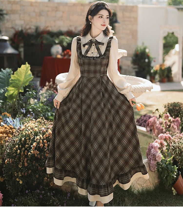 Pervinca Dark Academia Plaid Dress