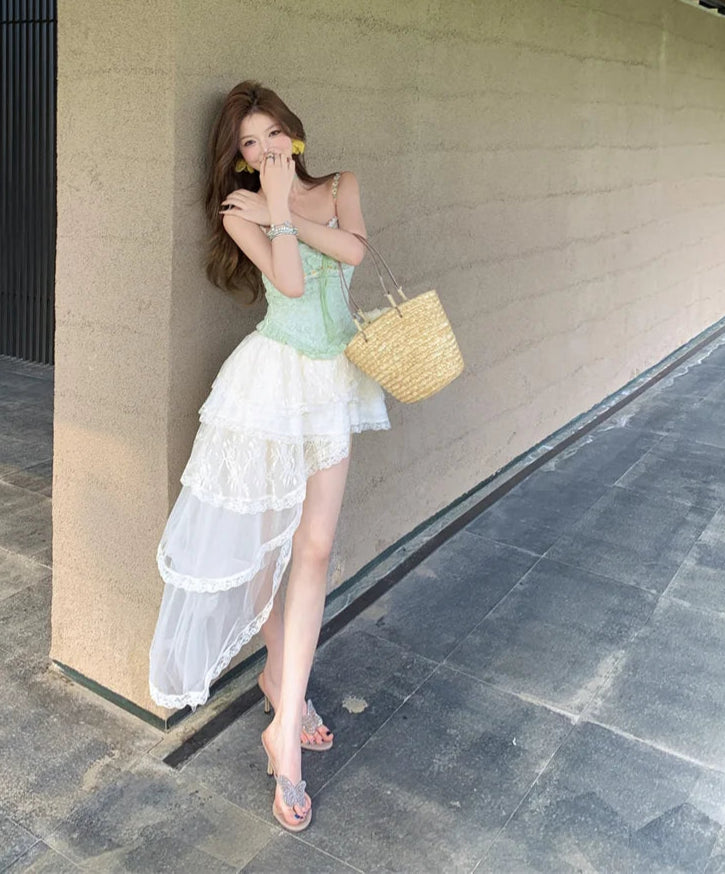 Alexi Lace High Low Coquette Skirt