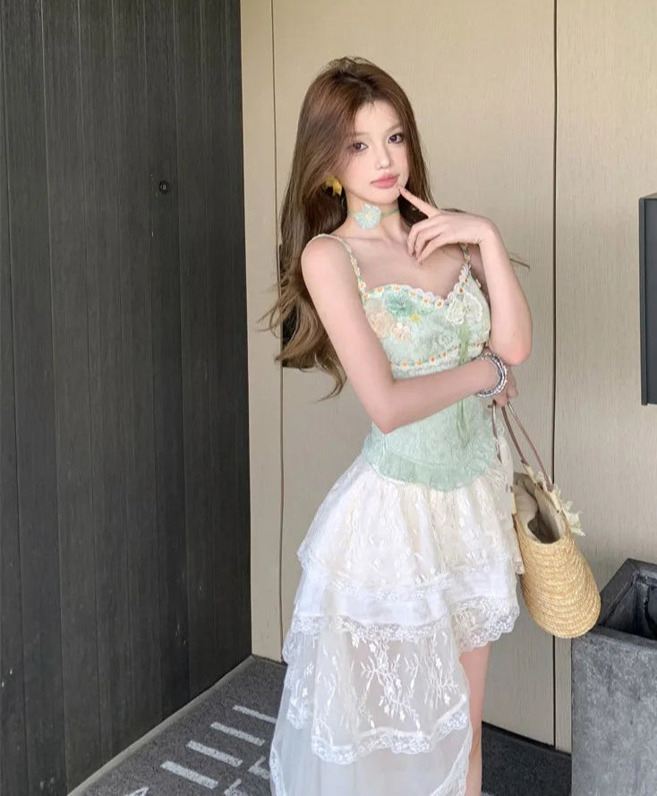 Alexi Lace High Low Coquette Skirt