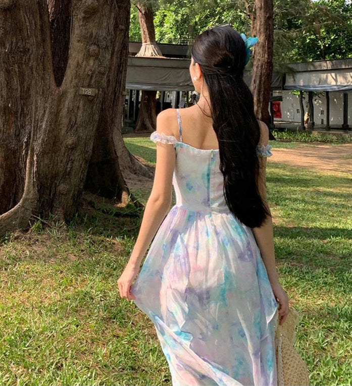 Pastel Clouds Pearl-Accented Fairycore Style Dress