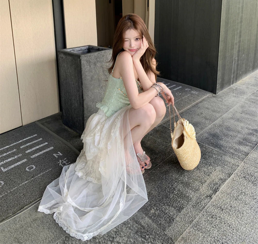 Alexi Lace High Low Coquette Skirt