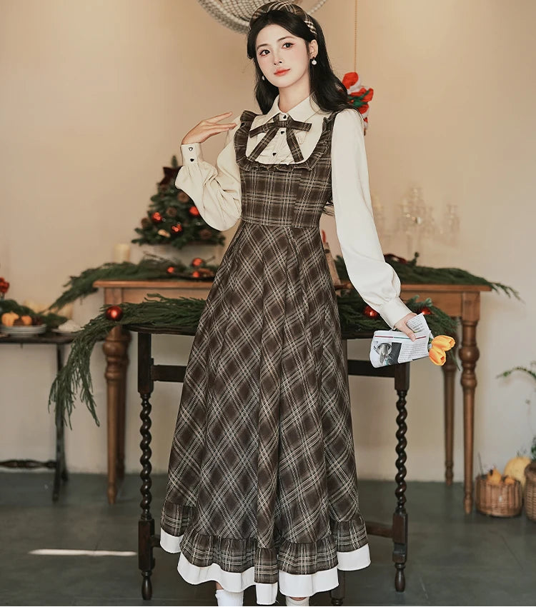Pervinca Dark Academia Plaid Dress
