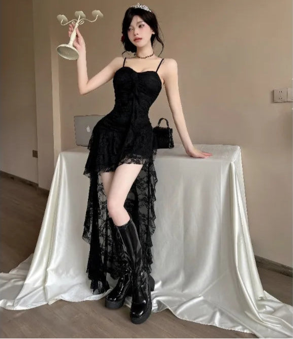 Dark Coquette Lace Dress Dark Essence Style Dark Feminine Style
