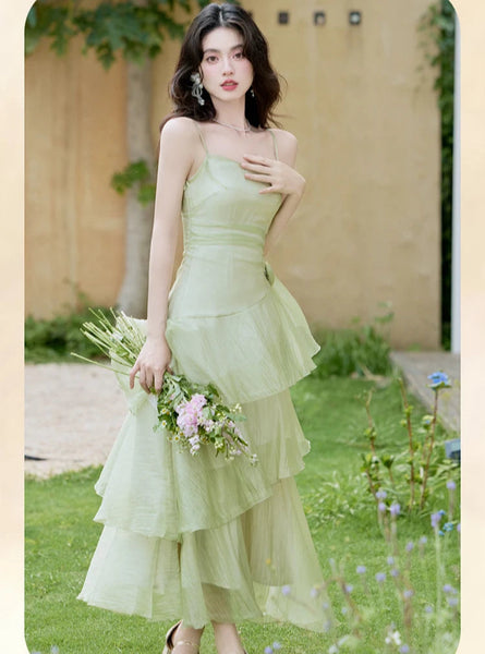 Meadow Muse Dainty Green Fairycore Dress
