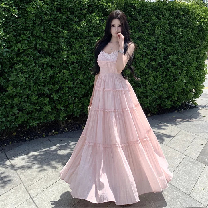long-peach-pink-coquette-dress-coquette-style-dresses-coquette-girl