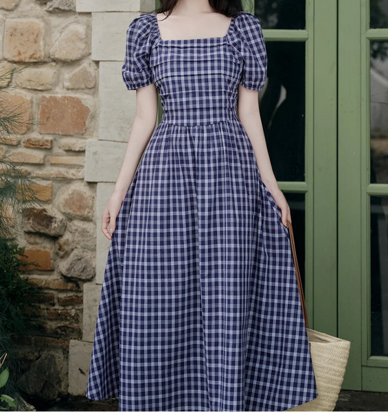 Nebula Forest Plaid Dark Cottagecore Dress
