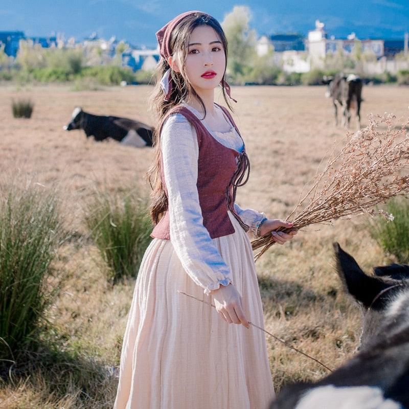 Anelia Linen Village Witch Cottagecore Dress Set