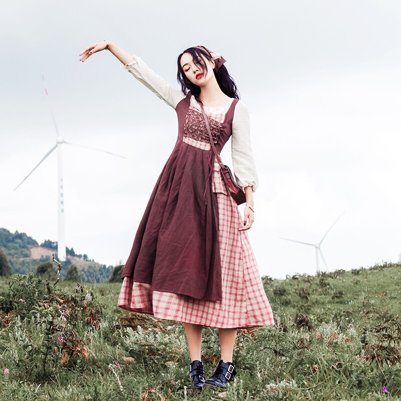 Autumn Witch Cotton Cottagecore Dress